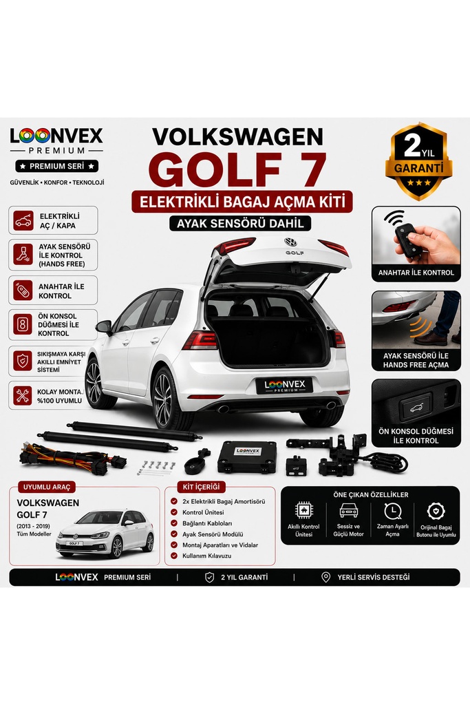 [LVX-EB-00118] VW Golf 7 2013-2017 Uyumlu Elektrikli Bagaj Açma Kiti Ayak Sensörlü 2 Yıl Garantili
