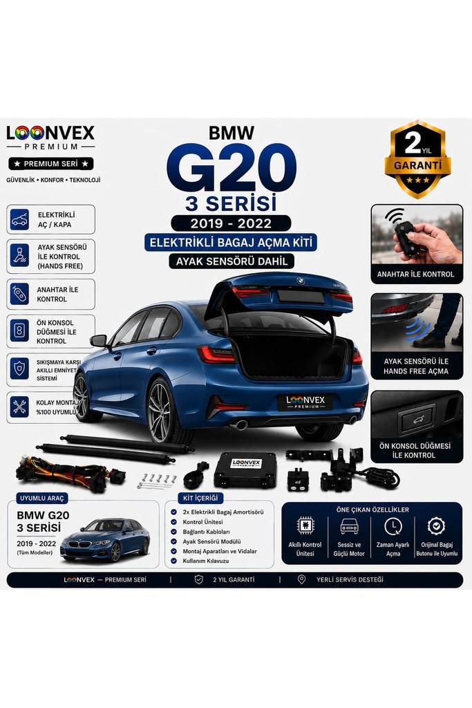 [LVX-EB-00013] BMW 3 Serisi F30 2011-2019 Uyumlu Elektrikli Bagaj Açma Kiti Ayak Sensörlü 2 Yıl Garantili
