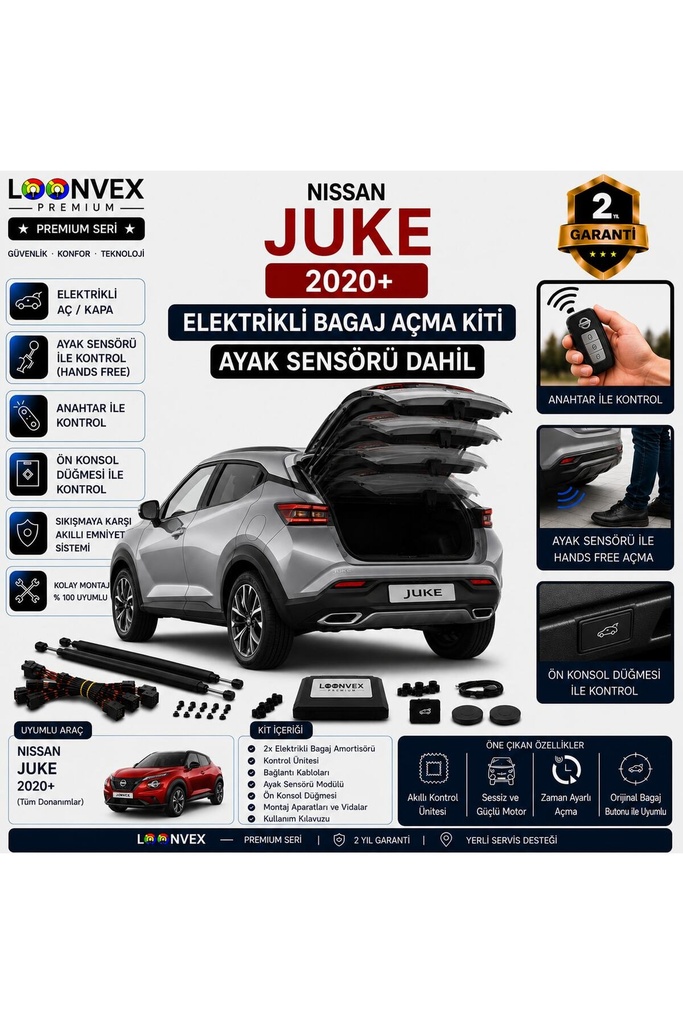 [LVX-EB-00072] Nissan Juke 2020+ Uyumlu Elektrikli Bagaj Açma Kiti Ayak Sensörlü 2 Yıl Garantili