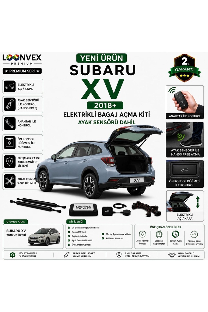 [LVX-EB-00109] Subaru XV 2018+ Uyumlu Elektrikli Bagaj Açma Kiti Ayak Sensörlü 2 Yıl Garantili