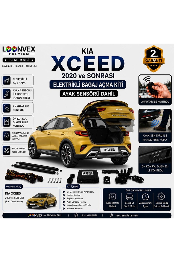 [LVX-EB-00040] Kia XCeed 2020 ve Sonrası Uyumlu Elektrikli Bagaj Açma Kiti Ayak Sensörlü 2 Yıl Garantili
