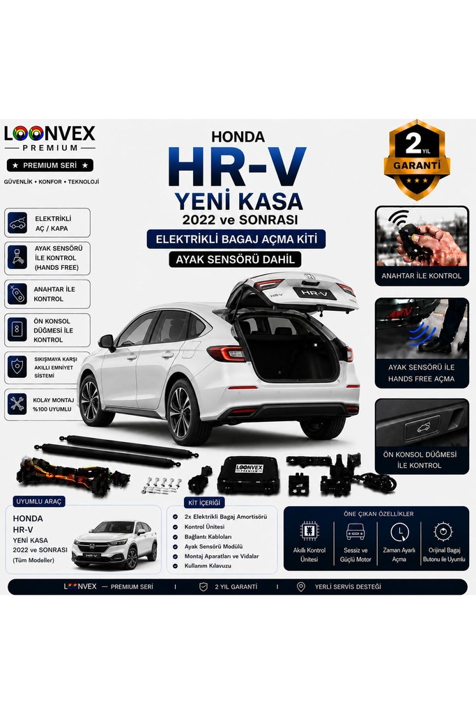 [LVX-EB-00028] Honda HR-V Yeni Kasa 2022 ve Sonrası Uyumlu Elektrikli Bagaj Açma Kiti Ayak Sensörlü 2 Yıl Garantili