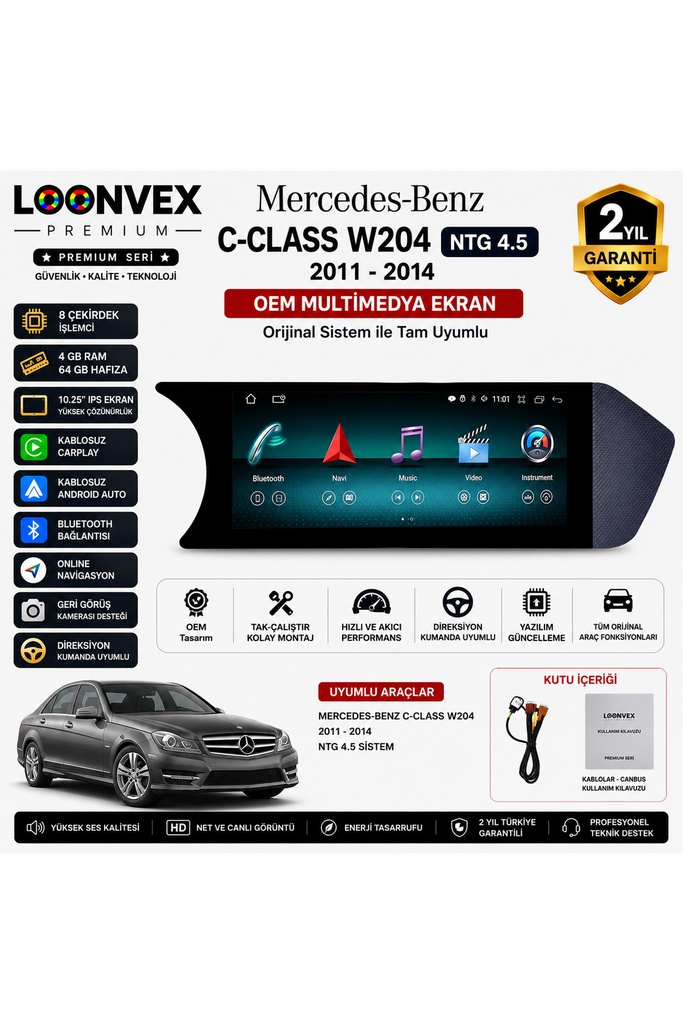 [502600000] Mercedes-Benz C-Class W204 2011-2014 NTG 4.5 multimedya ekran