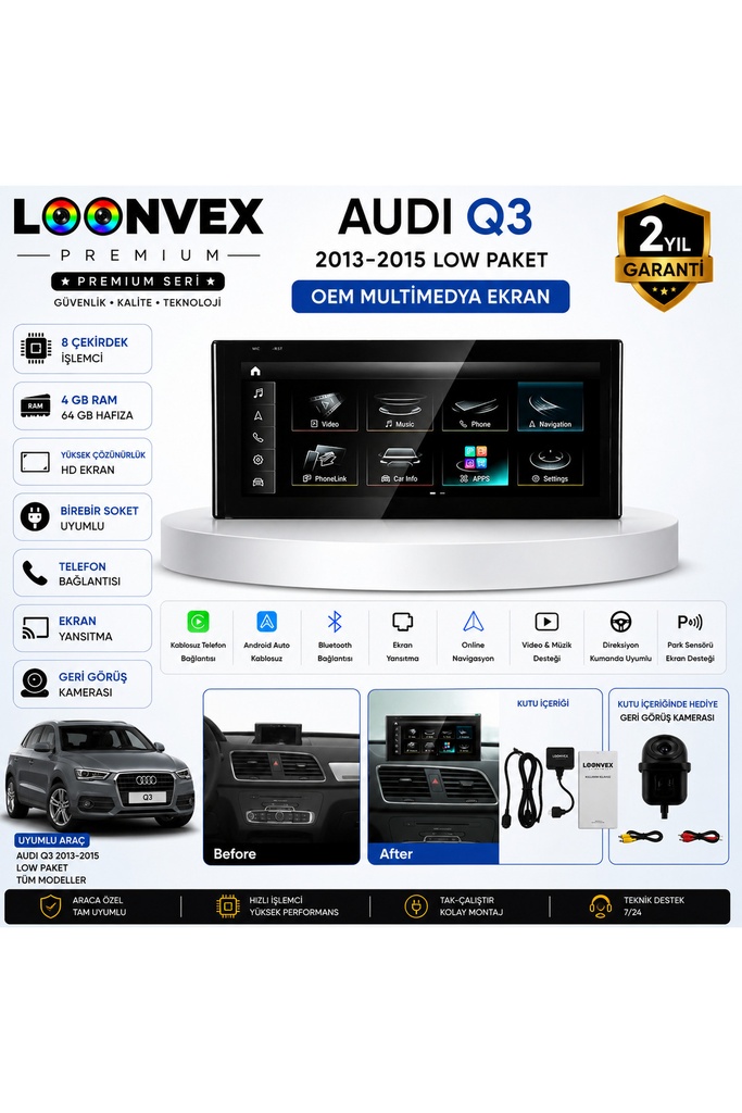 [3698520000] Audi Q3 2013-2015 (Low Paket) OEM Multimedya Ekran