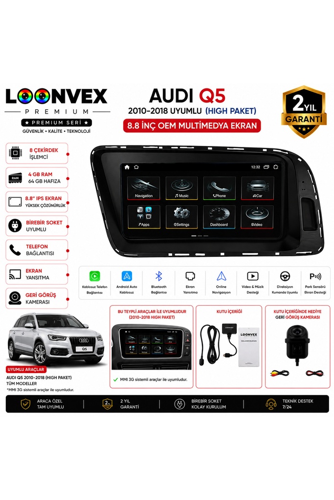 [49415100002] Audi Q5 2010-2018 (High Paket) OEM Multimedya Ekran