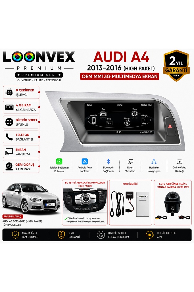 [51569161651000] Audi A4 2013-2016 (High Paket) OEM MMI 3G Multimedya Ekran |