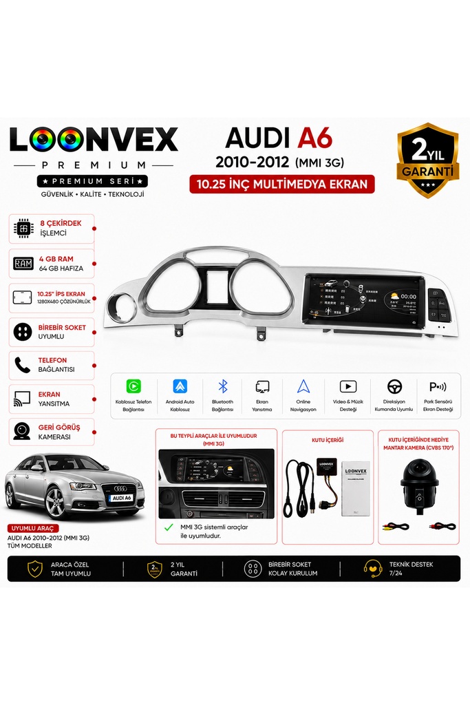[5615165100000] Audi A6 2010-2012 MMI 3G OEM Multimedya Ekran